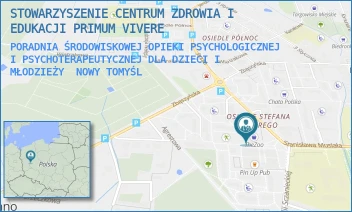 PORADNIA ŚRODOWISKOWEJ OPIEKI PSYCHOLOGICZNEJ I PSYCHOTERAPEUTYCZNEJ DLA DZIECI I MŁODZIEŻY - STOWARZYSZENIE CENTRUM ZDROWIA I EDUKACJI PRIMUM VIVERE - OSIEDLE STEFANA BATOREGO 53,  NOWY TOMYŚL
