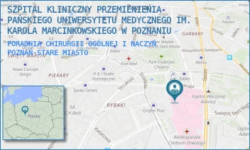 PORADNIA CHIRURGII OGÓLNEJ I NACZYŃ - SZPITAL KLINICZNY PRZEMIENIENIA PAŃSKIEGO UNIWERSYTETU MEDYCZNEGO IM. KAROLA MARCINKOWSKIEGO W POZNANIU - DŁUGA 1/2,  POZNAŃ-STARE MIASTO