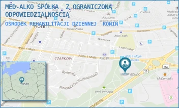 OŚRODEK REHABILITACJI DZIENNEJ - MED-ALKO SPÓŁKA  Z OGRANICZONĄ ODPOWIEDZIALNOŚCIĄ - ALEJE I MAJA 1/A,  KONIN
