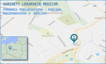 PORADNIA PRELUKSACYJNA - KOŚCIAN, BĄCZKOWSKIEGO 3 - GABINETY LEKARSKIE MEDICOR - BĄCZKOWSKIEGO 3,  KOŚCIAN