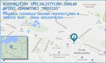 PORADNIA CHIRURGII URAZOWO-ORTOPEDYCZNEJ W ŚRODZIE WLKP. - NIEPUBLICZNY SPECJALISTYCZNY ZAKŁAD OPIEKI ZDROWOTNEJ "MEDICUS" - PL.ARMII POZNAŃ 3,  ŚRODA WIELKOPOLSKA