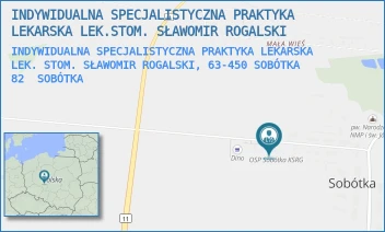 INDYWIDUALNA SPECJALISTYCZNA PRAKTYKA LEKARSKA LEK. STOM. SŁAWOMIR ROGALSKI, 63-450 SOBÓTKA 82 - INDYWIDUALNA SPECJALISTYCZNA PRAKTYKA LEKARSKA LEK.STOM. SŁAWOMIR ROGALSKI - SOBÓTKA 82,  SOBÓTKA