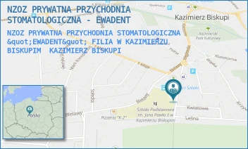 NZOZ PRYWATNA PRZYCHODNIA STOMATOLOGICZNA "EWADENT" FILIA W KAZIMIERZU BISKUPIM - NZOZ PRYWATNA PRZYCHODNIA STOMATOLOGICZNA - EWADENT - WĘGLEWSKA 12,  KAZIMIERZ BISKUPI