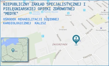 OŚRODEK REHABILITACJI DZIENNEJ KARDIOLOGICZNEJ - NIEPUBLICZNY ZAKŁAD SPECJALISTYCZNEJ I PIELĘGNIARSKIEJ OPIEKI ZDROWOTNEJ "MEDYK" - ZAGORZYNEK 34,  KALISZ