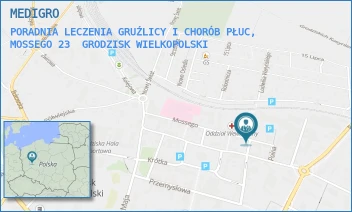 PORADNIA LECZENIA GRUŹLICY I CHORÓB PŁUC, MOSSEGO 23 - MEDIGRO - MOSSEGO 23,  GRODZISK WIELKOPOLSKI
