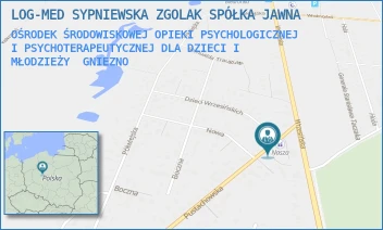 OŚRODEK ŚRODOWISKOWEJ OPIEKI PSYCHOLOGICZNEJ I PSYCHOTERAPEUTYCZNEJ DLA DZIECI I MŁODZIEŻY - LOG-MED SPÓŁKA Z OGRANICZONĄ ODPOWIEDZIALNO - UL. PUSTACHOWSKA 1,  GNIEZNO