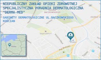 GABINETY DERMATOLOGICZNE UL.BĄCZKOWSKIEGO - NIEPUBLICZNY ZAKŁAD OPIEKI ZDROWOTNEJ SPECJALISTYCZNA PORADNIA DERMATOLOGICZNA "DERMA-MED" - KS.BĄCZKOWSKIEGO 3,  KOŚCIAN
