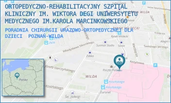 PORADNIA CHIRURGII URAZOWO-ORTOPEDYCZNEJ DLA DZIECI - ORTOPEDYCZNO-REHABILITACYJNY SZPITAL KLINICZNY IM. WIKTORA DEGI UNIWERSYTETU MEDYCZNEGO IM.KAROLA MARCINKOWSKIEGO - 28 CZERWCA 1956R. 135/147,  POZNAŃ-WILDA