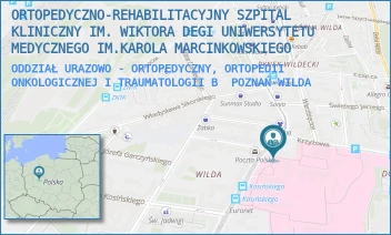 ODDZIAŁ URAZOWO - ORTOPEDYCZNY, ORTOPEDII ONKOLOGICZNEJ I TRAUMATOLOGII B - ORTOPEDYCZNO-REHABILITACYJNY SZPITAL KLINICZNY IM. WIKTORA DEGI UNIWERSYTETU MEDYCZNEGO IM.KAROLA MARCINKOWSKIEGO - 28 CZERWCA 1956R. 135/147,  POZNAŃ-WILDA