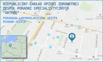 PORADNIA LARYNGOLOGICZNA JEŻYCE - NIEPUBLICZNY ZAKŁAD OPIEKI ZDROWOTNEJ  ZESPÓŁ PORADNI SPECJALISTYCZNYCH  "ARTMED" - GALLA ANONIMA 2 D,  POZNAŃ-JEŻYCE