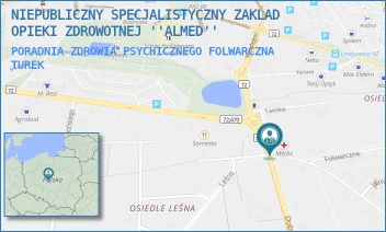 PORADNIA ZDROWIA PSYCHICZNEGO FOLWARCZNA - NIEPUBLICZNY SPECJALISTYCZNY ZAKLAD OPIEKI ZDROWOTNEJ ''ALMED'' - FOLWARCZNA 1,  TUREK