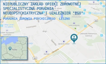 PORADNIA ZDROWIA PSYCHICZNEGO - NIEPUBLICZNY ZAKŁAD OPIEKI ZDROWOTNEJ SPECJALISTYCZNA PORADNIA NEUROPSYCHIATRYCZNA I UZALEŻNIEŃ "EGO" - OKRĘŻNA 20,  LESZNO
