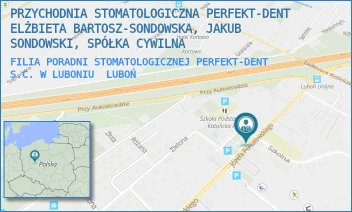 FILIA PORADNI STOMATOLOGICZNEJ PERFEKT-DENT S.C. W LUBONIU - PRZYCHODNIA STOMATOLOGICZNA PERFEKT-DENT ELŻBIETA BARTOSZ-SONDOWSKA, JAKUB SONDOWSKI, SPÓŁKA CYWILNA - JÓZEFA PONIATOWSKIEGO 24A,  LUBOŃ
