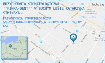 PRZYCHODNIA STOMATOLOGICZNA  "FINKA-DENT" W SUCHYM LESIE - PRZYCHODNIA STOMATOLOGICZNA ''FINKA-DENT'' W SUCHYM LESIE KATARZYNA SIMIŃSKA - POZIOMKOWA 11,  SUCHY LAS