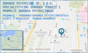 GRUNWALD - PORADNIA ZDROWIA PSYCHICZNEGO DLA DZIECI I MŁODZIEŻY - ZDROWIE PSYCHICZNE SP. Z O.O. SPECJALISTYCZNY OŚRODEK TERAPII I PROMOCJI ZDROWIA PSYCHICZNEGO - ŚWIT 47/49,  POZNAŃ-GRUNWALD