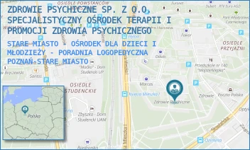 STARE MIASTO - OŚRODEK DLA DZIECI I MŁODZIEŻY - PORADNIA LOGOPEDYCZNA - ZDROWIE PSYCHICZNE SP. Z O.O. SPECJALISTYCZNY OŚRODEK TERAPII I PROMOCJI ZDROWIA PSYCHICZNEGO - OS. PRZYJAŹNI 134,  POZNAŃ-STARE MIASTO