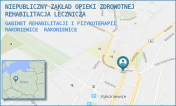GABINET REHABILITACJI I FIZYKOTERAPII RAKONIEWICE - NIEPUBLICZNY ZAKŁAD OPIEKI ZDROWOTNEJ REHABILITACJA LECZNICZA - GRODZISKA 20,  RAKONIEWICE