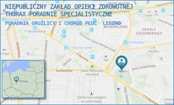 PORADNIA GRUŹLICY I CHORÓB PŁUC - NIEPUBLICZNY ZAKŁAD OPIEKI ZDROWOTNEJ THORAX PORADNIE SPECJALISTYCZNE - SOBIESKIEGO 1,  LESZNO
