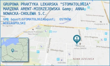 GPL "STOMATOLOGIA" - GRUPOWA PRAKTYKA LEKARSKA "STOMATOLOGIA" MARZENA ARENT-MIERZEJEWSKA &amp; ANNA NOWACKA-CHOLEWA S.C. - KRÓLOWEJ JADWIGI 50/1,  OSTRÓW WIELKOPOLSKI