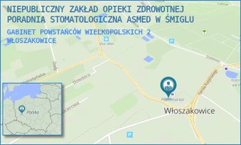 GABINET POWSTAŃCÓW WIELKOPOLSKICH 2 - KRZYSZTOF KAPEK NZOZ PORADNIA STOMATOLOGICZNA "ASMED" W ŚMIGLU FIRMA HANDLOWO-USŁUGOWA - POWSTAŃCÓW WIELKOPOLSKICH 2,  WŁOSZAKOWICE