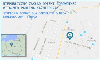 HOSPICJUM DOMOWE DLA DOROSŁYCH SŁUPCA BERLINGA 20A - NIEPUBLICZNY ZAKŁAD OPIEKI ZDROWOTNEJ VITA-MED PAULINA KAŹMIERCZAK - ROTMISTRZA WITOLDA PILECKIEGO 20A,  SŁUPCA