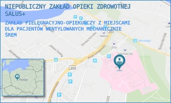 ZAKŁAD PIELĘGNACYJNO-OPIEKUŃCZY Z MIEJSCAMI DLA PACJENTÓW WENTYLOWANYCH MECHANICZNIE - NIEPUBLICZNY ZAKŁAD OPIEKI ZDROWOTNEJ SALUS+ - JÓZEFA CHEŁMOŃSKIEGO 1,  ŚREM