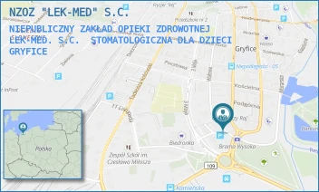 NIEPUBLICZNY ZAKŁAD OPIEKI ZDROWOTNEJ LEK-MED. S.C.  STOMATOLOGICZNA DLA DZIECI - NZOZ "LEK-MED" S.C. - NIEPODLEGŁOŚCI 82,  GRYFICE