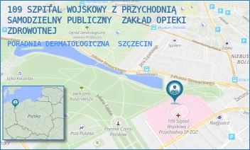 PORADNIA DERMATOLOGICZNA - 109 SZPITAL WOJSKOWY Z PRZYCHODNIĄ SAMODZIELNY PUBLICZNY  ZAKŁAD OPIEKI ZDROWOTNEJ - PIOTRA SKARGI 9-11,  SZCZECIN