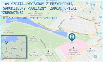 ODDZIAŁ REHABILITACJI - 109 SZPITAL WOJSKOWY Z PRZYCHODNIĄ SAMODZIELNY PUBLICZNY  ZAKŁAD OPIEKI ZDROWOTNEJ - PIOTRA SKARGI 9-11,  SZCZECIN