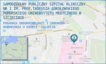 PORADNIA ENDOKRYNOLOGII I ZABURZEŃ ODŻYWIANIA U DZIECI - UNIWERSYTECKI SZPITAL KLINICZNY NR 1 IM. PROF. TADEUSZA SOKOŁOWSKIEGO PUM W SZCZECINIE - UNII LUBELSKIEJ 1,  SZCZECIN