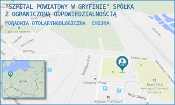 PORADNIA OTOLARYNGOLOGICZNA - "SZPITAL POWIATOWY W GRYFINIE" SPÓŁKA Z OGRANICZONĄ ODPOWIEDZIALNOŚCIĄ - DWORCOWA 1,  CHOJNA