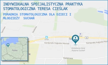 PORADNIA STOMATOLOGICZNA DLA DZIECI I MLODZIEŻY - INDYWIDUALNA SPECJALISTYCZNA PRAKTYKA STOMATOLOGICZNA TERESA CIEŚLAK - KARD. AUGUSTA HLONDA 33,  SUCHAŃ