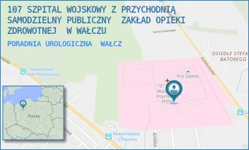 PORADNIA UROLOGICZNA - 107 SZPITAL WOJSKOWY Z PRZYCHODNIĄ SAMODZIELNY PUBLICZNY  ZAKŁAD OPIEKI ZDROWOTNEJ  W WAŁCZU - KOŁOBRZESKA 44,  WAŁCZ
