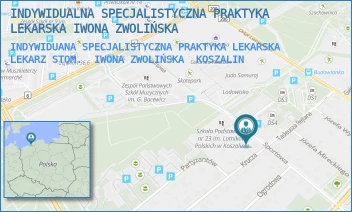 INDYWIDUANA SPECJALISTYCZNA PRAKTYKA LEKARSKA LEKARZ STOM.  IWONA ZWOLIŃSKA - INDYWIDUALNA SPECJALISTYCZNA PRAKTYKA LEKARSKA IWONA ZWOLIŃSKA - SPORTOWA 17A,  KOSZALIN