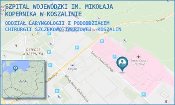 ODDZIAŁ LARYNGOLOGII Z PODODDZIAŁEM CHIRURGII SZCZĘKOWO-TWARZOWEJ - SZPITAL WOJEWÓDZKI IM. MIKOŁAJA KOPERNIKA W KOSZALINIE - CHAŁUBIŃSKIEGO 7,  KOSZALIN
