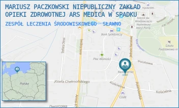 ZESPÓŁ LECZENIA ŚRODOWISKOWEGO - MARIUSZ PACZKOWSKI NIEPUBLICZNY ZAKŁAD OPIEKI ZDROWOTNEJ ARS MEDICA W SPADKU - KOSZALIŃSKA 4,  SŁAWNO