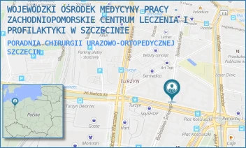 PORADNIA CHIRURGII URAZOWO-ORTOPEDYCZNEJ - WOJEWÓDZKI OŚRODEK MEDYCYNY PRACY - ZACHODNIOPOMORSKIE CENTRUM LECZENIA I PROFILAKTYKI W SZCZECINIE - BOLESŁAWA ŚMIAŁEGO 33,  SZCZECIN
