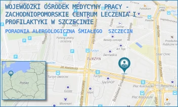 PORADNIA ALERGOLOGICZNA ŚMIAŁEGO - WOJEWÓDZKI OŚRODEK MEDYCYNY PRACY - ZACHODNIOPOMORSKIE CENTRUM LECZENIA I PROFILAKTYKI W SZCZECINIE - BOLESŁAWA ŚMIAŁEGO 33,  SZCZECIN
