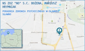 PORADNIA ZDROWIA PSYCHICZNEGO W SŁAWNIE - NS ZOZ "NO" S.C. BOŻENA, MARIUSZ HRYMNIAK - CHEŁMOŃSKIEGO 9,  SŁAWNO