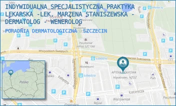 PORADNIA DERMATOLOGICZNA - INDYWIDUALNA SPECJALISTYCZNA PRAKTYKA LEKARSKA -LEK. MARZENA STANISZEWSKA - DERMATOLOG - WENEROLOG - ŁUCZNICZA 64,  SZCZECIN