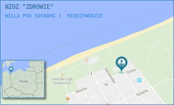 WILLA POD SOSNAMI 1 - NZOZ "ZDROWIE" - WESTERPLATTE 26,  MIĘDZYWODZIE