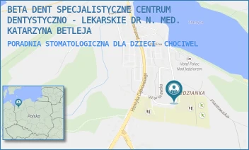 PORADNIA STOMATOLOGICZNA DLA DZIECI - BETA DENT SPECJALISTYCZNE CENTRUM DENTYSTYCZNO - LEKARSKIE DR N. MED. KATARZYNA BETLEJA - JANA PAWŁA II 1,  CHOCIWEL