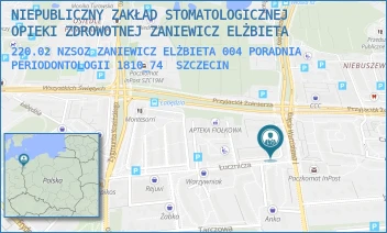 220.02 NZSOZ ZANIEWICZ ELŻBIETA 004 PORADNIA PERIODONTOLOGII 1810_74 - NIEPUBLICZNY ZAKŁAD STOMATOLOGICZNEJ OPIEKI ZDROWOTNEJ ZANIEWICZ ELŻBIETA - ŁUCZNICZA 76/A,  SZCZECIN