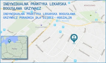 INDYWIDUALNA PRAKTYKA LEKARSKA BOGUSŁAWA GRZYWACZ PORADNIA DLA DZIECI - INDYWIDUALNA PRAKTYKA LEKARSKA BOGUSŁAWA GRZYWACZ - DĘBOWA 8,  KOSZALIN