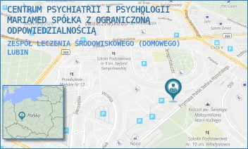 ZESPÓŁ LECZENIA ŚRODOWISKOWEGO (DOMOWEGO) - CENTRUM PSYCHIATRII I PSYCHOLOGII MARIAMED SPÓŁKA Z OGRANICZONĄ ODPOWIEDZIALNOŚCIĄ - UL. PRYMASA POLSKI STEFANA WYSZYŃSKIEGO 6,  LUBIN