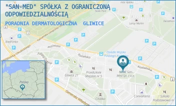 PORADNIA DERMATOLOGICZNA - "SAN-MED" SPÓŁKA Z OGRANICZONĄ ODPOWIEDZIALNOŚCIĄ - UL. KOZIELSKA 61,  GLIWICE