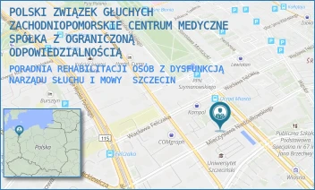 PORADNIA REHABILITACJI OSÓB Z DYSFUNKCJĄ NARZĄDU SŁUCHU I MOWY - POLSKI ZWIĄZEK GŁUCHYCH ZACHODNIOPOMORSKIE CENTRUM MEDYCZNE SPÓŁKA Z OGRANICZONĄ ODPOWIEDZIALNOŚCIĄ - MIECZYSŁAWA NIEDZIAŁKOWSKIEGO 19/1,  SZCZECIN