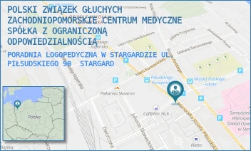 PORADNIA LOGOPEDYCZNA W STARGARDZIE UL. PIŁSUDSKIEGO 90 - POLSKI ZWIĄZEK GŁUCHYCH ZACHODNIOPOMORSKIE CENTRUM MEDYCZNE SPÓŁKA Z OGRANICZONĄ ODPOWIEDZIALNOŚCIĄ - MARSZAŁKA JÓZEFA PIŁSUDSKIEGO 90,  STARGARD