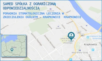 PORADNIA STOMATOLOGICZNA LECZENIA W ZNIECZULENIU OGÓLNYM - KRAPKOWICE - SAMED SPÓŁKA Z OGRANICZONĄ ODPOWIEDZIALNOŚCIĄ - UL. KRASIŃSKIEGO 1,  KRAPKOWICE