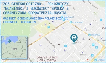 GABINET GINEKOLOGICZNO-POŁOŻNICZY UL. LELEWELA - ZOZ GINEKOLOGICZNO - POŁOŻNICZY "BŁASIŃSKI I BUKOWIEC" SPÓŁKA Z OGRANICZONĄ ODPOWIEDZIALNOŚCIĄ - JOACHIMA LELEWELA 7,  KOSZALIN